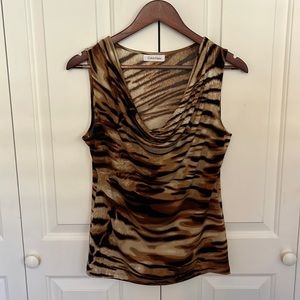 Calvin Klein Cowl Neck Animal Print Top